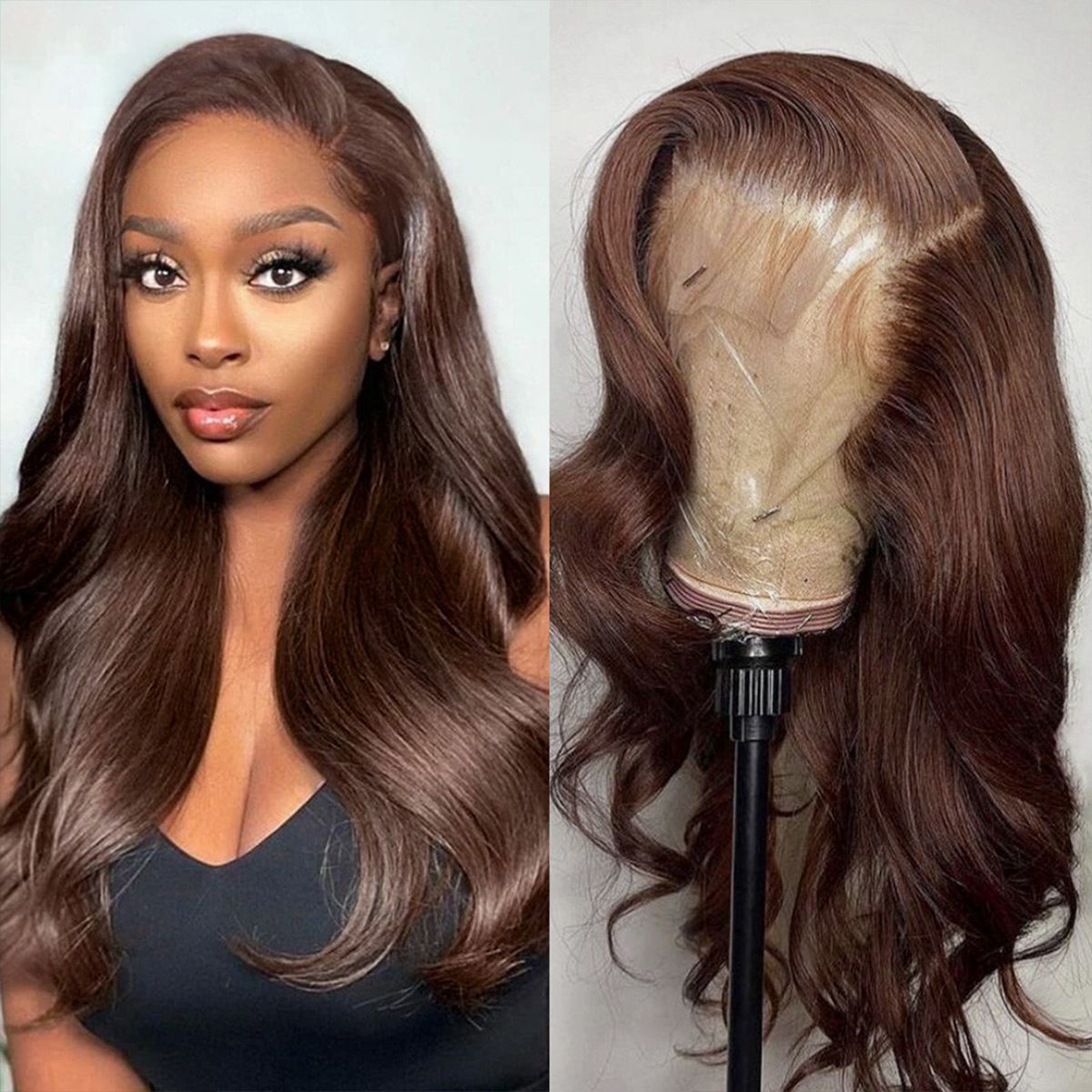 Rose Hair Brown Color Body Wave 13×4 Lace Front Wigs 180% Density