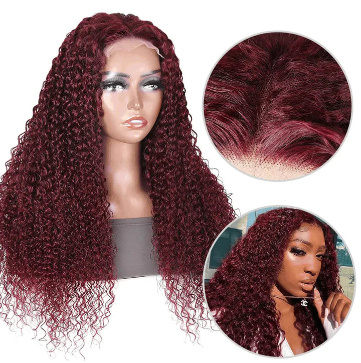 Rose Hair Warm Look Friendly Dark Roots Ombre Burgundy Romatic Wave Lace Frontal Wig
