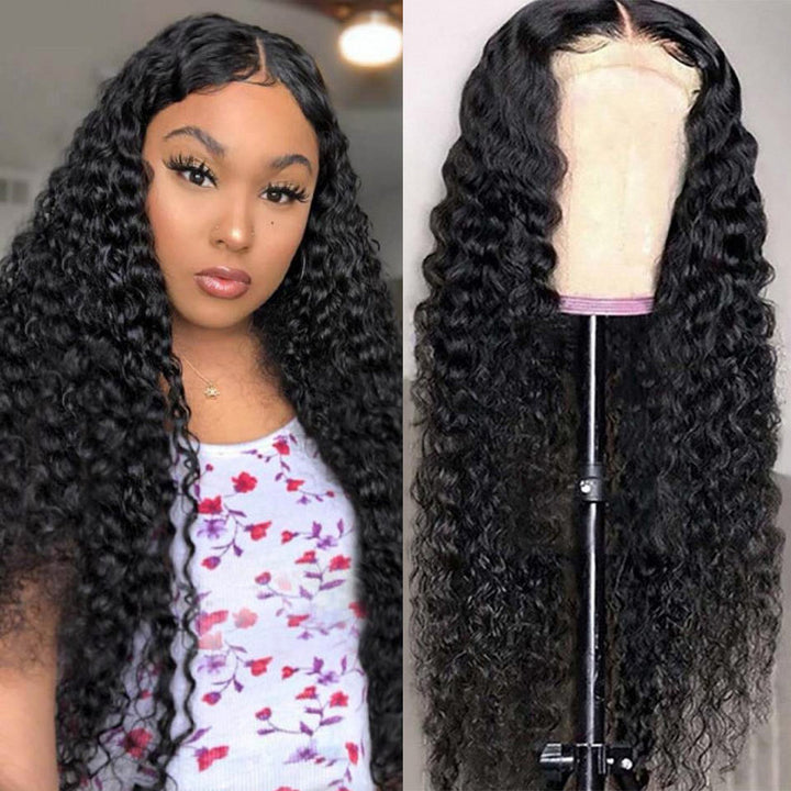 Flash Sale Deep Wave 4x4 Transparent Lace Closure Wig -Rose Hair