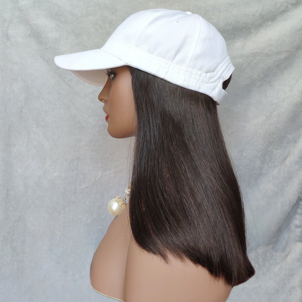 RoseHair Baseball Cap Hair Wig Natural Black Super Easy Affordable Human Hair Wig - Rose Hair