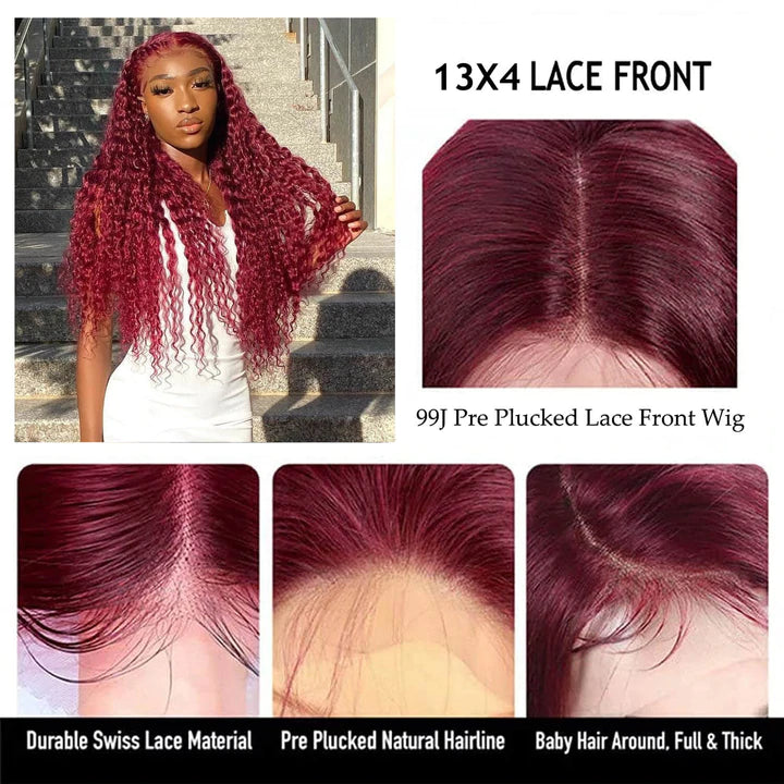 Rose Hair Warm Look Friendly Dark Roots Ombre Burgundy Romatic Wave Lace Frontal Wig