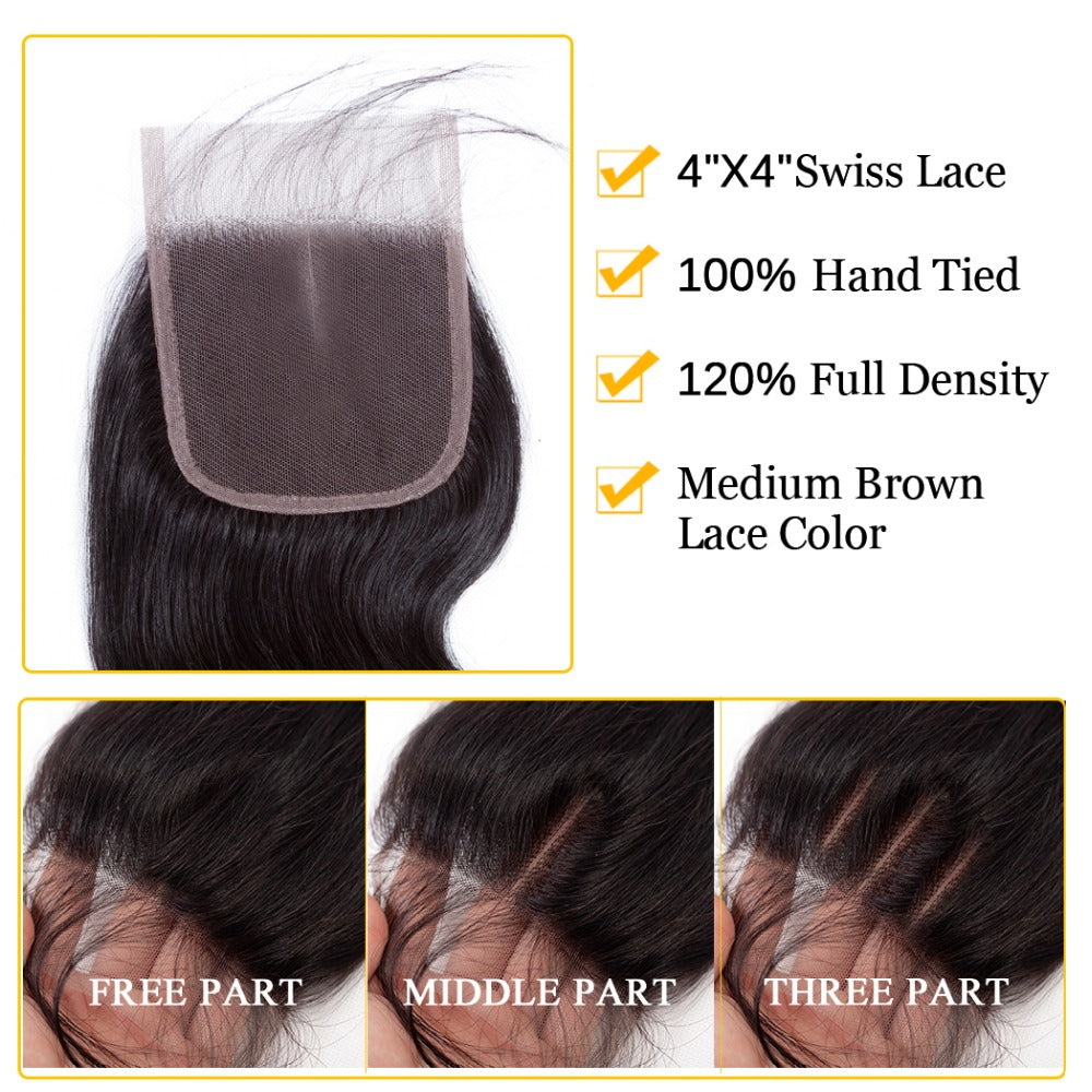 1PCS 4*4 Body Wave Lace Closure - Rose Hair