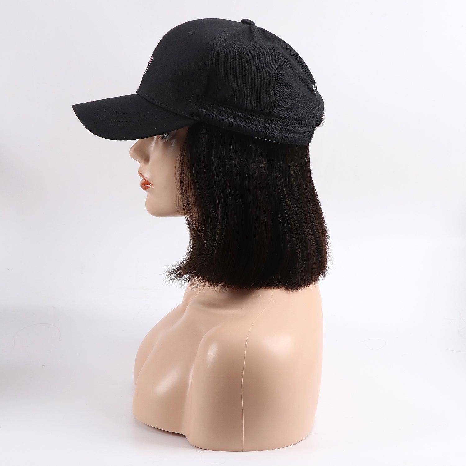 RoseHair Baseball Cap Hair Wig Natural Black Super Easy Affordable Human Hair Wig - Rose Hair