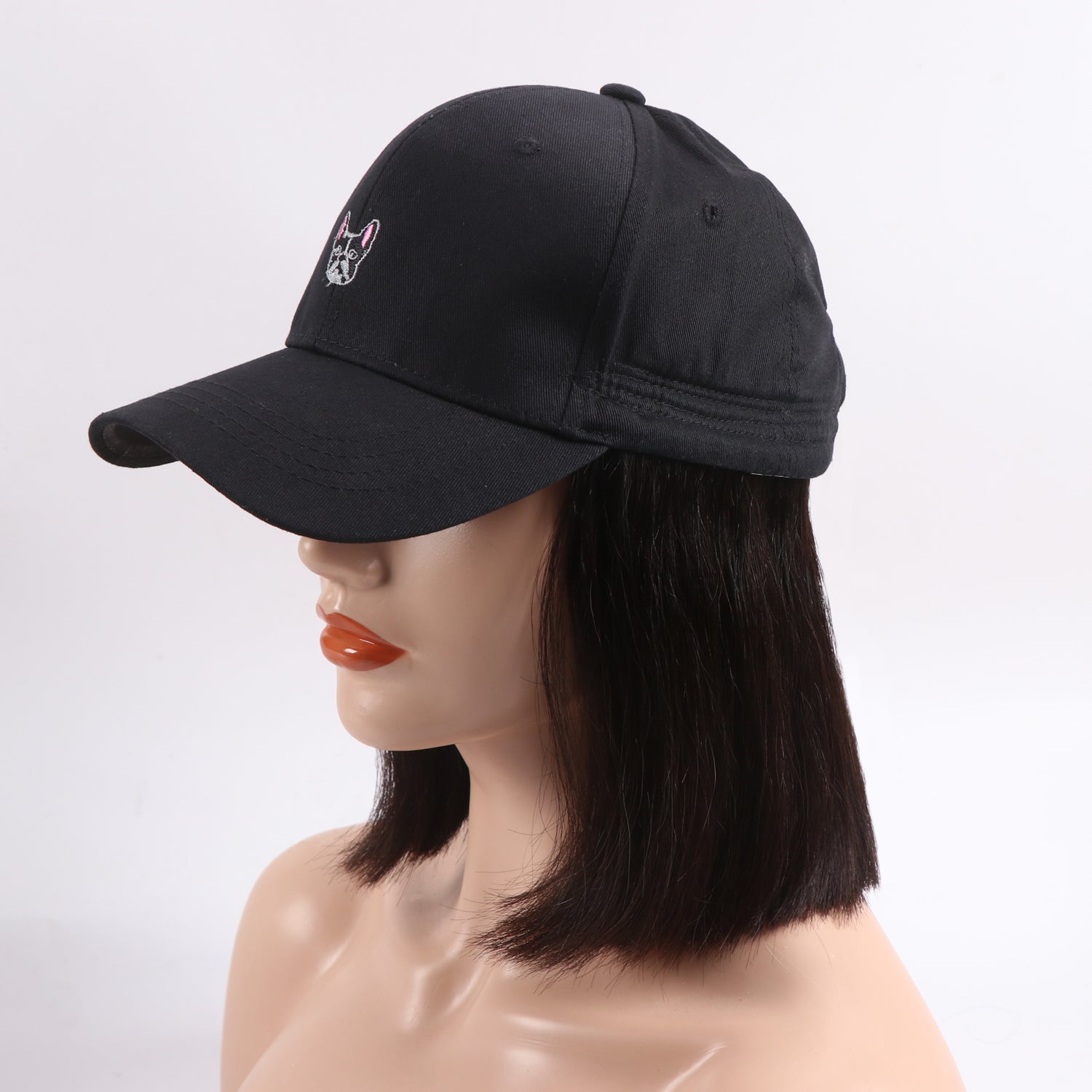 RoseHair Baseball Cap Hair Wig Natural Black Super Easy Affordable Human Hair Wig - Rose Hair