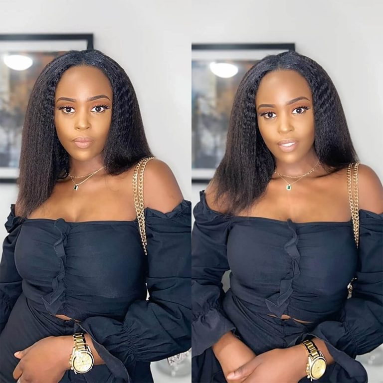 Kinky Straight U Part Bob Wig Yaki Human Hair Wigs 150% Density