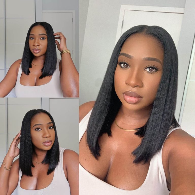Kinky Straight U Part Bob Wig Yaki Human Hair Wigs 150% Density