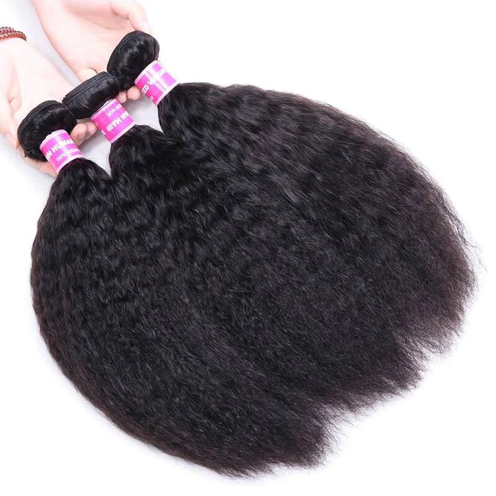 Rose Hair 3 Bundles Kinky Straight Human Hair Weft Deals on Sale 100% Human Bundles