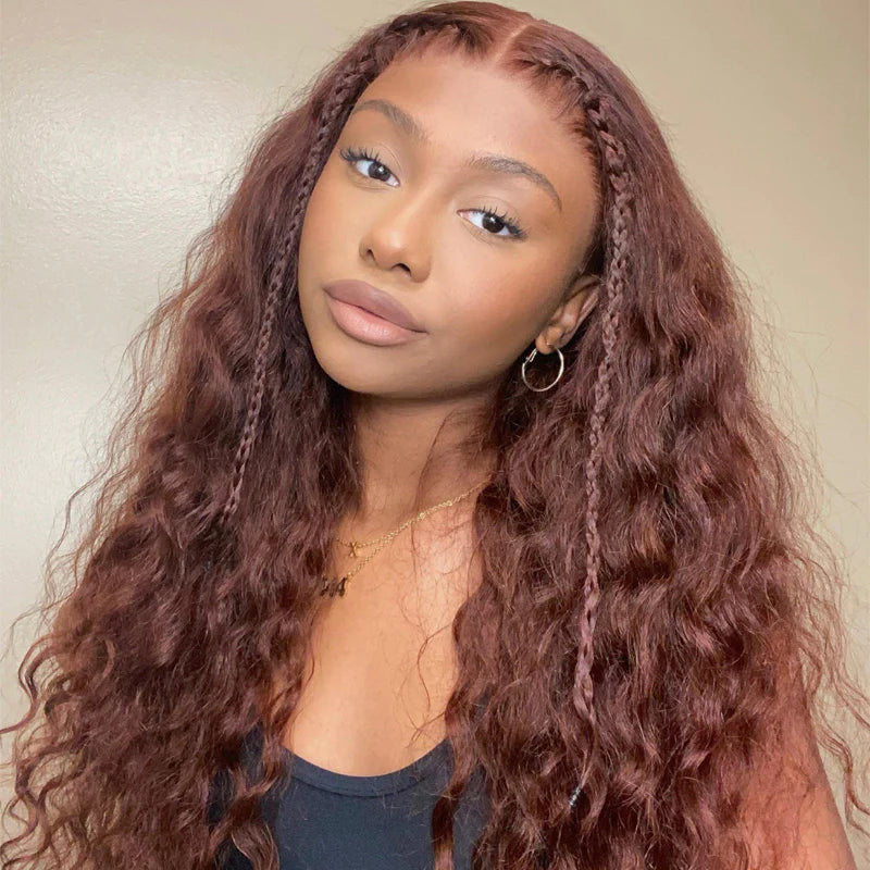 Rose Hair Brunette Auburn Copper 13x4 Lace Frontal Wig Virgin Human Hair Reddish Brown Color