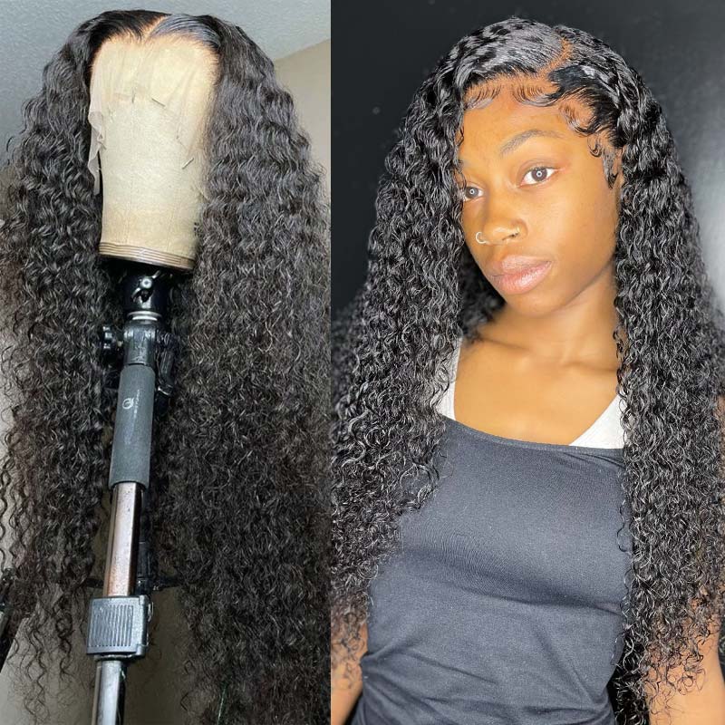 Rose Hair 13x4 HD Transparent Lace Front Wigs Jerry Curly Glueless Lace Wigs