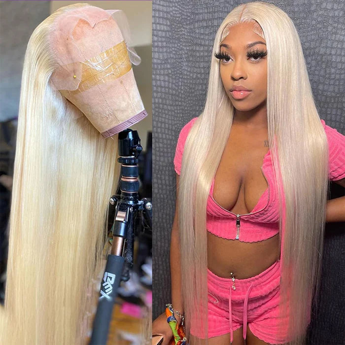 Rose Hair 5x5 HD Lace Closure Wigs 150%/ 180% Density Honey Blond Color 613 Straight Hair