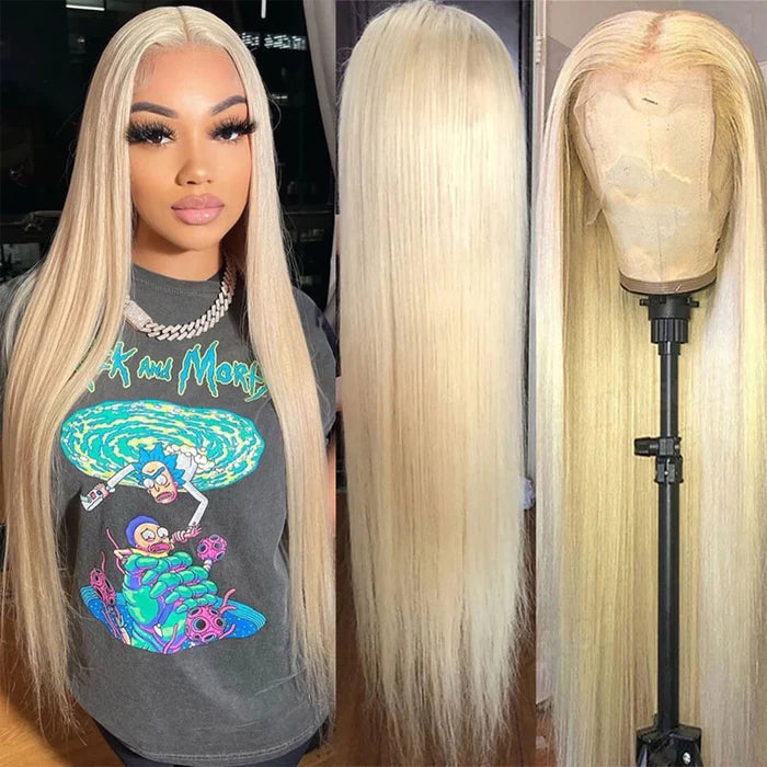 Rose Hair 5x5 HD Lace Closure Wigs 150%/ 180% Density Honey Blond Color 613 Straight Hair