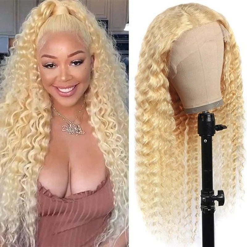 Rose Hair 13x4 Lace Frontal Wigs 613 Blonde Deep Wave Virgin Human Hair