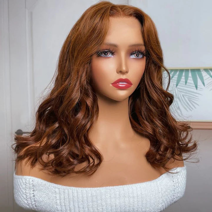 Chocolate Brown Color Lace Front Wig Loose Wave Human Hair Wig Pre Plucked With Baby Hair
