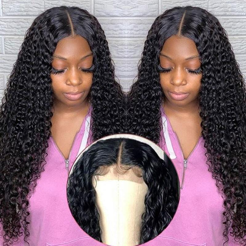 Rose Hair Jerry Curly 4x4 Lace Closure Wigs Remy Human Hair Lace Wigs Youth Series