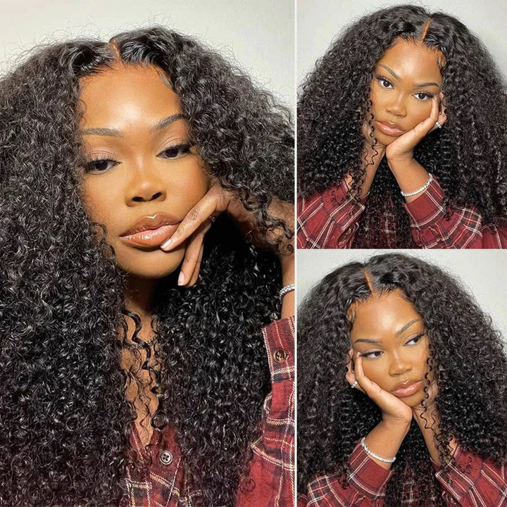 Rose Hair 5x5 HD Lace Closure Wig Afro Kinky Curly Glueless Clear Lace Wigs 180% Density