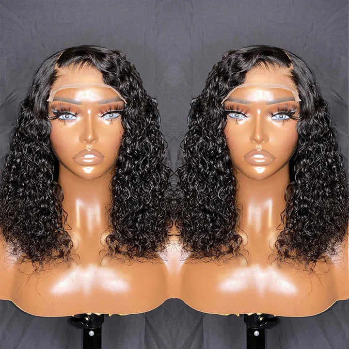 Rose Hair Water Wave 5x5 HD Lace Short Bob Wig 150% Density Virgin Human Hair