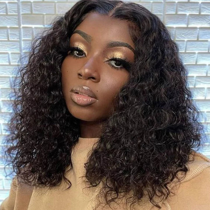 Rose Hair Water Wave 5x5 HD Lace Short Bob Wig 150% Density Virgin Human Hair