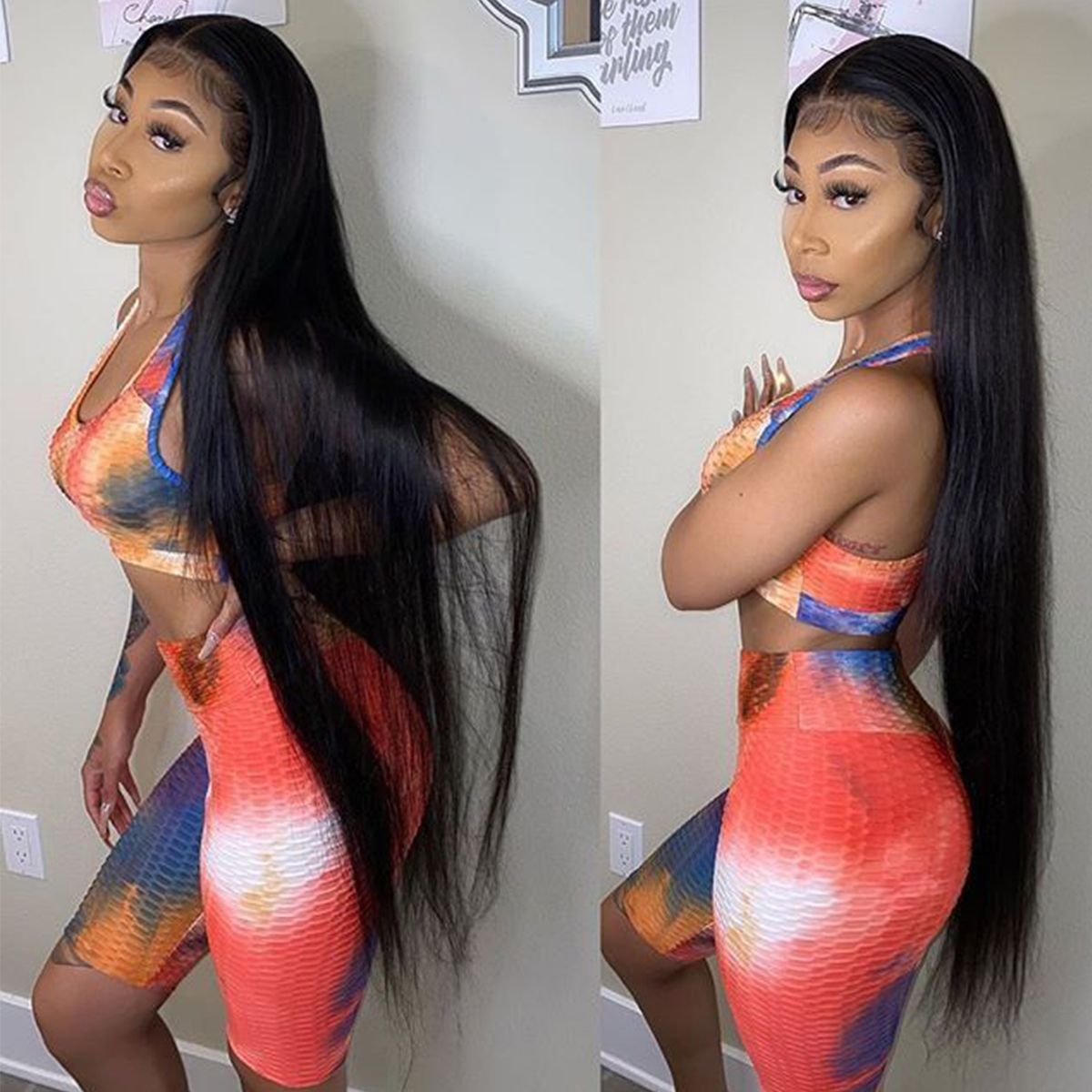 26" 28" 30″ 32″ 34″ 36″ 38″ 40″ Long Straight Human Hair 13×4 Lace Front Wigs