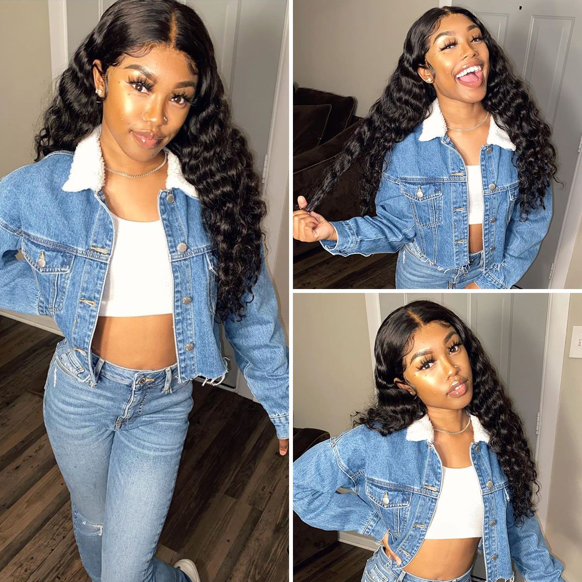 Rose Hair Brazilian Deep Wave Wig 4*4 Lace Closure Human Hair Wig