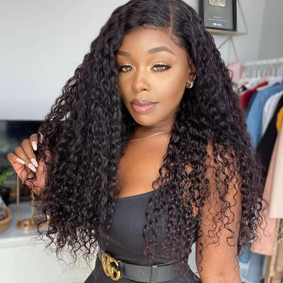 180% Density Spanish Curly Hair 13x4 HD Transparent Lace Front Wig Natural Human Hair Wig