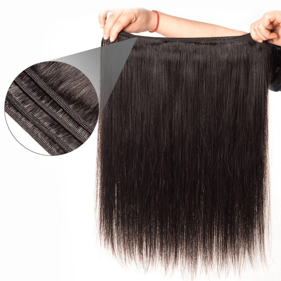 10A Grade Straight Pre Plucked 13x4 Ear to Ear Lace Frontal with 3 Bundles Best Brazilian Virgin Hair - Rose Hair