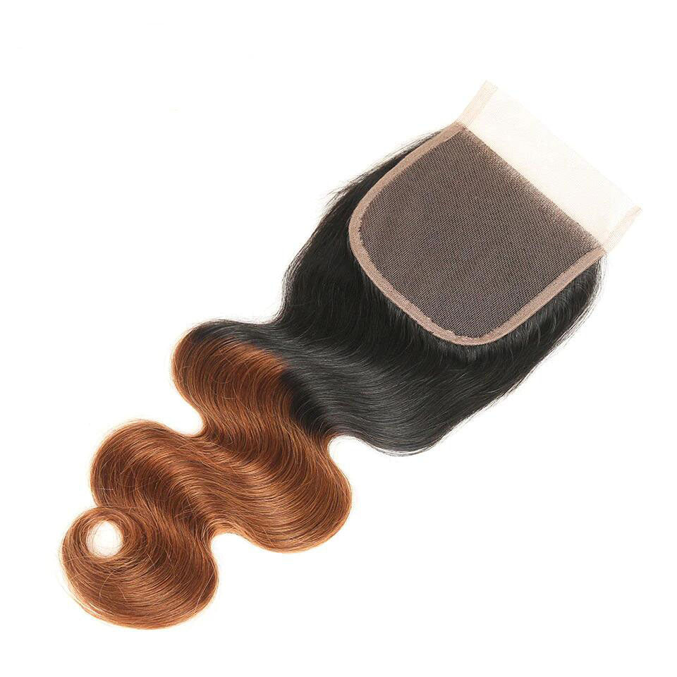 1PCS T1B/4/30 Color Brazilian Virgin 4x4 Lace Closure Free Part - Rose Hair