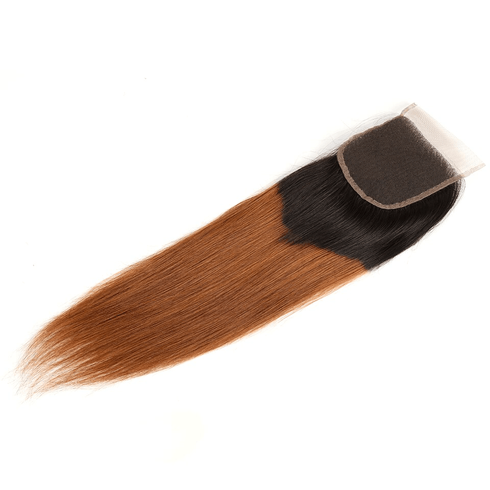 1PCS T1B/4/30 Color Brazilian Virgin 4x4 Lace Closure Free Part - Rose Hair