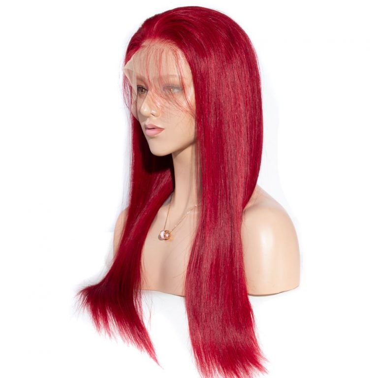 Rose Hair Red Color Straight Hair 13x6 Lace Front Wig Human Hair For Black Women