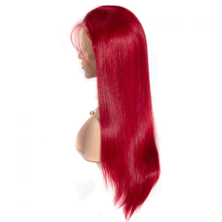 Rose Hair Red Color Straight Hair 13x6 Lace Front Wig Human Hair For Black Women