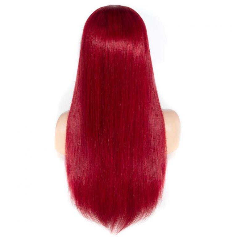 Rose Hair Red Color Straight Hair 13x6 Lace Front Wig Human Hair For Black Women