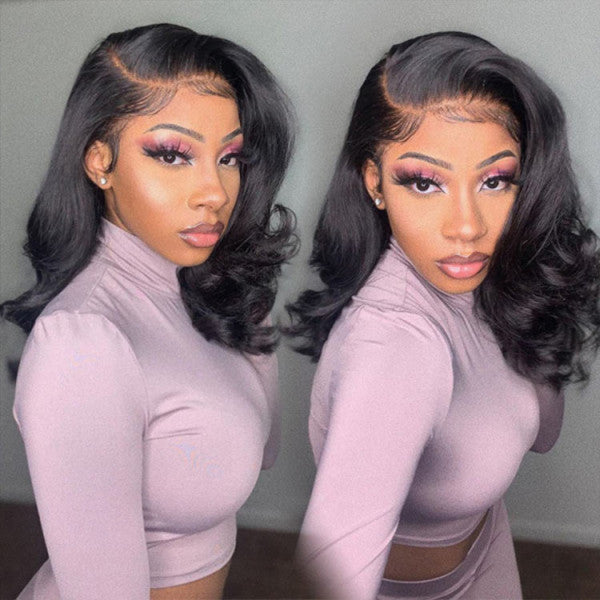 Short Wavy Wave Bob Wig 13×4 Lace Front Human Hair Wigs For Black Women