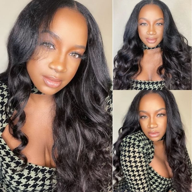 Rose Hair U Part Wig 250% Density Body Wave Human Hair Wigs Glueless Flash Sale