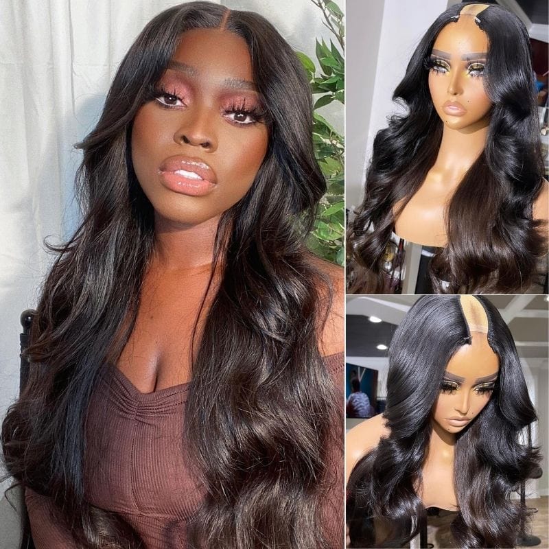 Rose Hair U Part Wig 250% Density Body Wave Human Hair Wigs Glueless Flash Sale