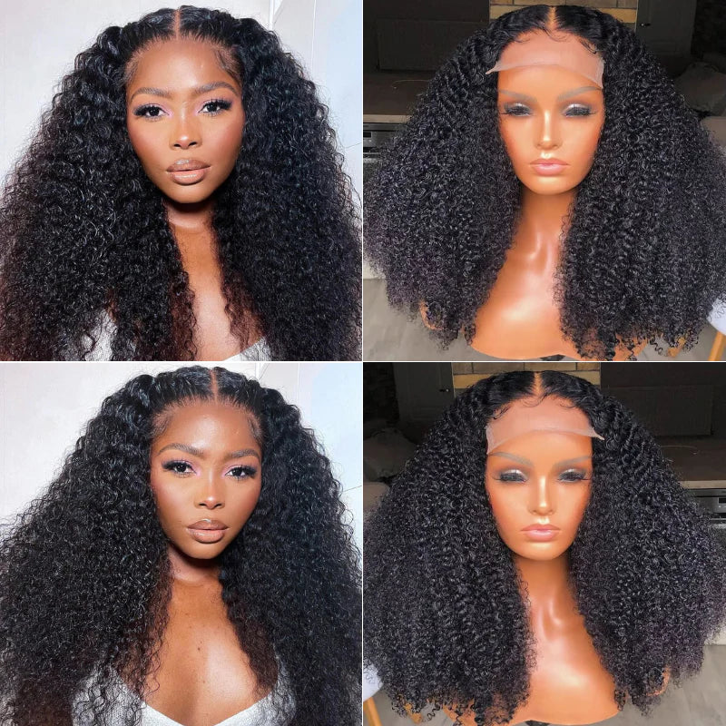 Rose Hair 5x5 HD Lace Closure Wig Afro Kinky Curly Glueless Clear Lace Wigs 180% Density