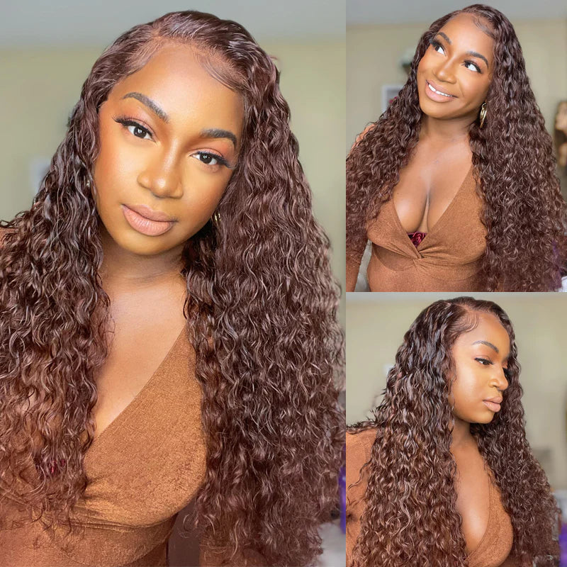 Rose Hair Brunette Auburn Copper 13x4 Lace Frontal Wig Virgin Human Hair Reddish Brown Color