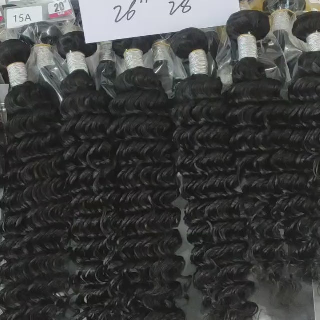 Rosehair 15A Grade 3 Bundles Deep Wave Brazilian Virgin Human Unprocessed Mink Hair