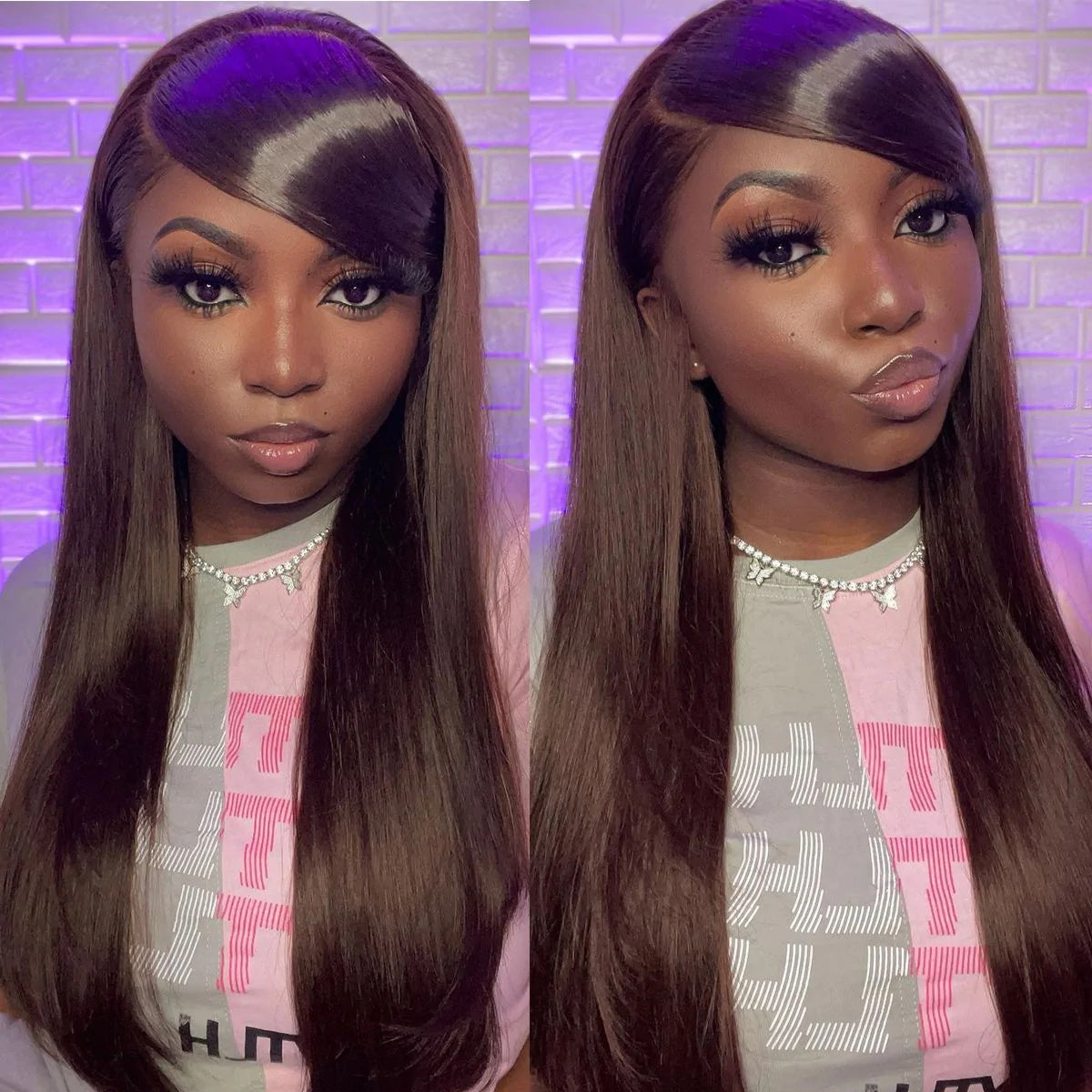 Chestnut Brown Silk Straight 6x6 HD Closure Lace Glueless Wig | Pre-plucked Fall Wig