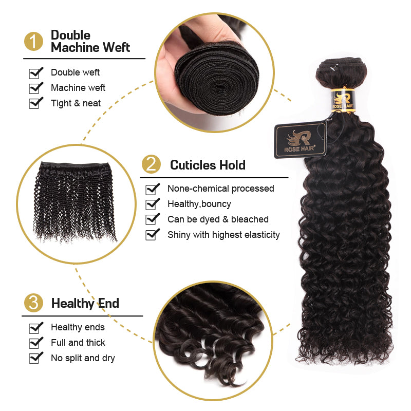 Rosehair 10A Grade Brazilian Kinky Curly 3 Bundles Virgin Hair With 4*4 Lace Closure - Rose Hair