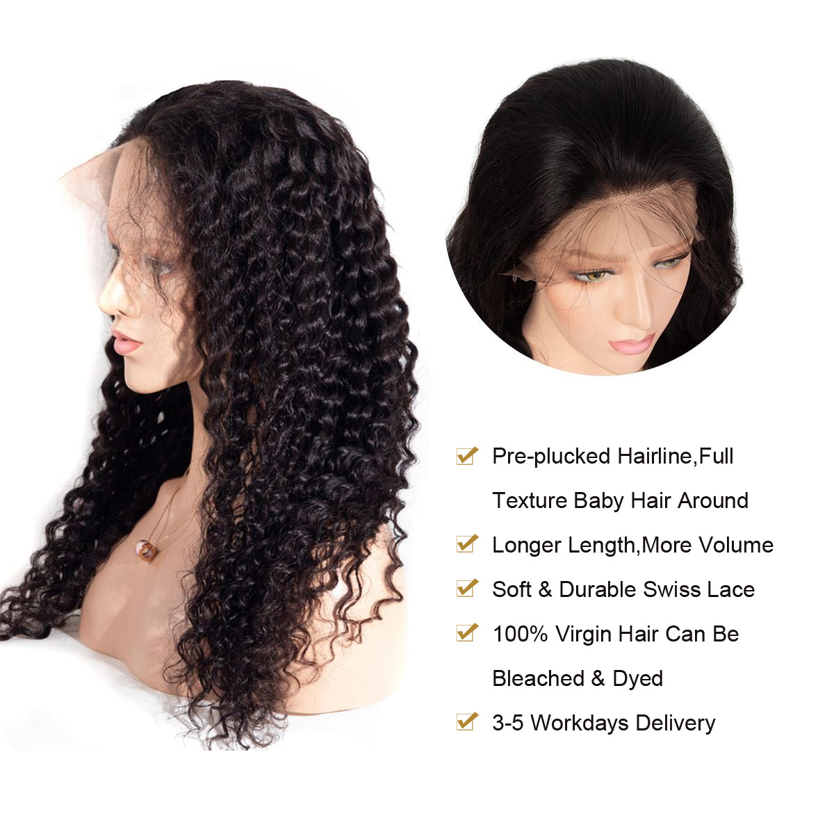 Pre Plucked Swiss 360 Lace Deep Wave Wig Best Brazilian Human Virgin RoseHair Wig - Rose Hair
