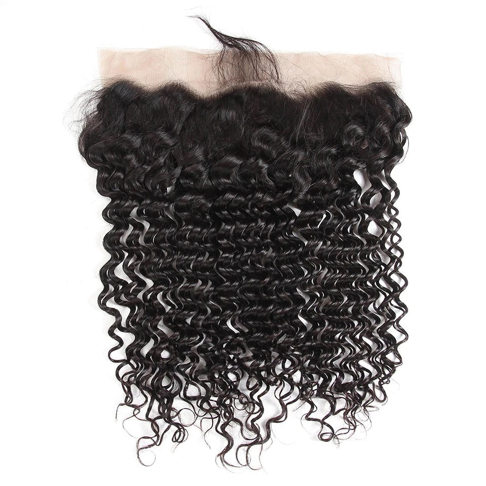 10A Grade Brazilian 4 Bundles Deep Wave Human Virgin Hair With 13x4 Lace Frontal Pre Plucked - Rose Hair