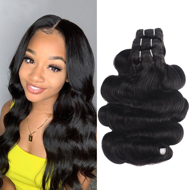 Rosehair 15A Grade Double Drawn Full End Unprocessed 3 Bundles Body Wave Brazilian Hair Natural Black - Rose Hair