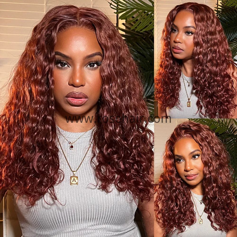 Water Wave Auburn Color Wig Copper