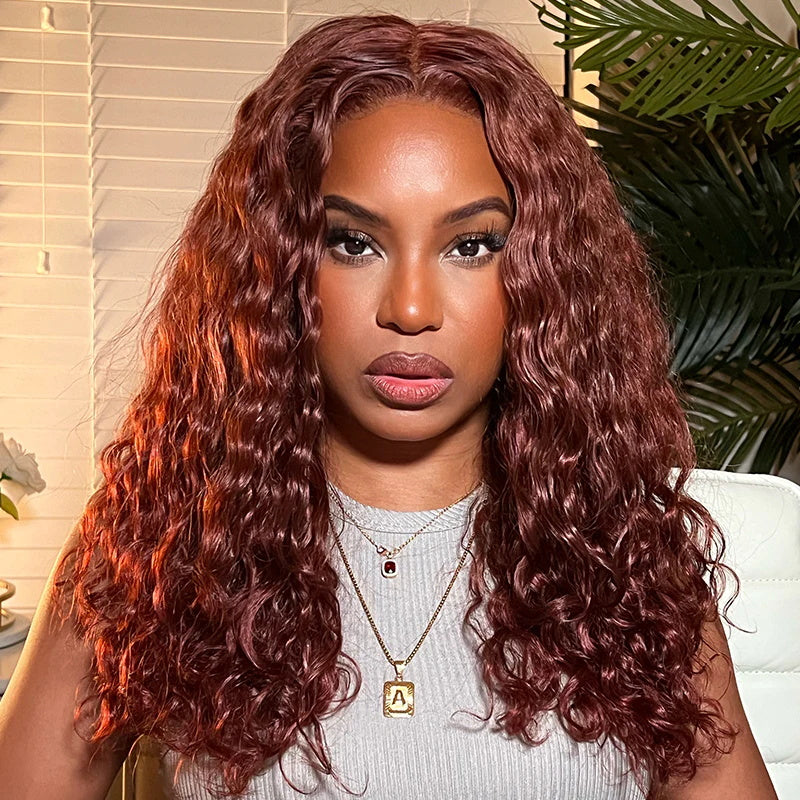 Water Wave Auburn Color Wig Copper