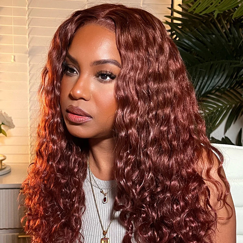 Water Wave Auburn Color Wig Copper