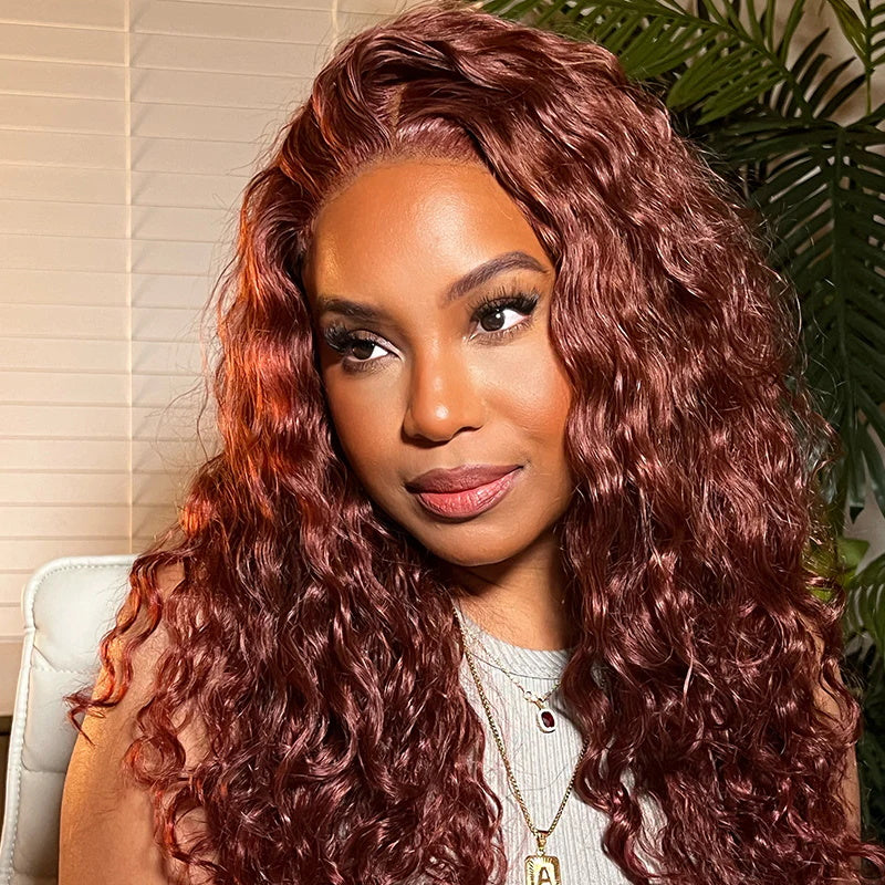 Water Wave Auburn Color Wig Copper