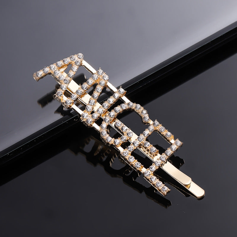 Twelve Constellations Fashion Rhinestone Letter Bobby Pin, Word Crystal Hair pin, Metal Hair Clips, Sparkly Hair Accessories for Women - Rose Hair