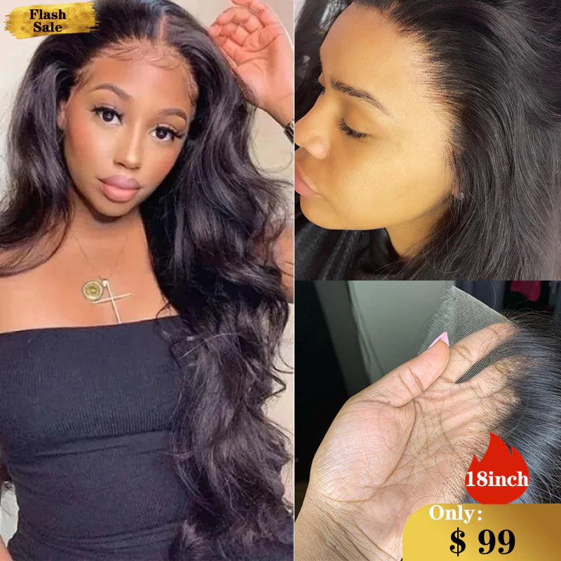 Flash Sale Brazilian Hair Body Wave T Part Lace Wig 150% Density Rose Hair