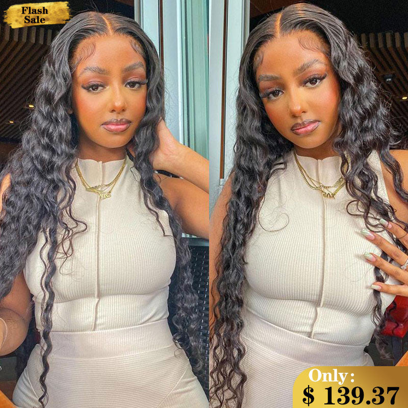 Deep Wave 13x4 Tranparent Lace Front Wig 100% Virgin Human Hair Wig Rose Hair