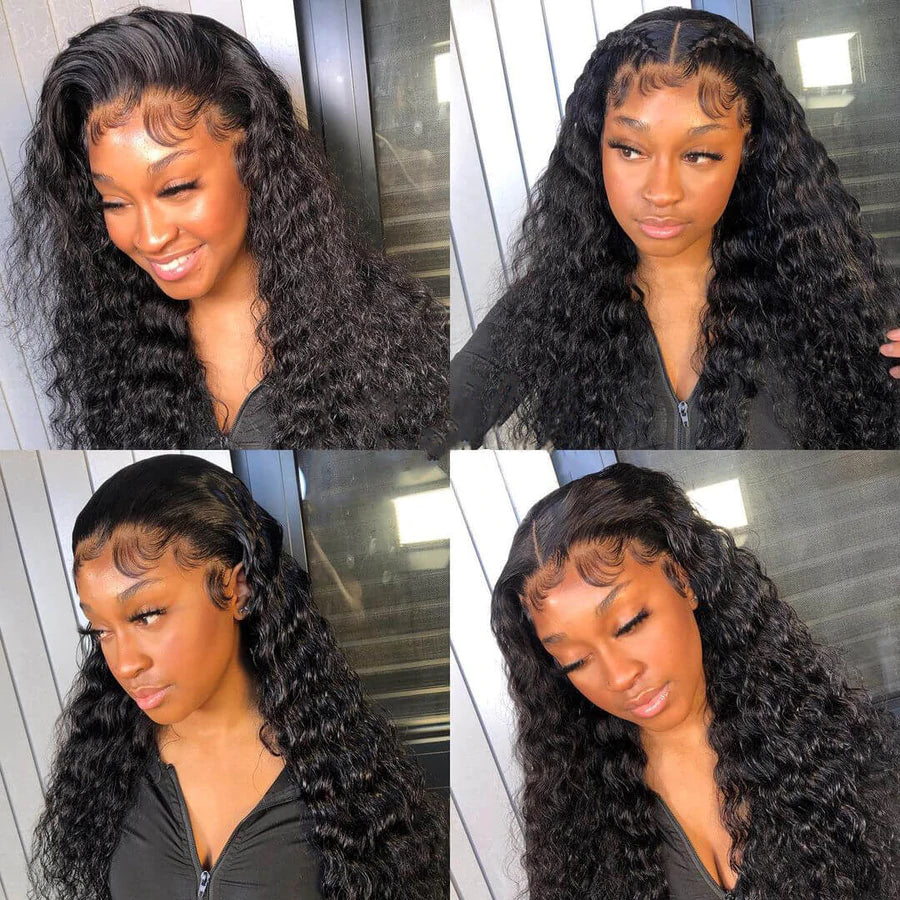 Deep Wave 13x4 Tranparent Lace Front Wig 100% Virgin Human Hair Wig Rose Hair