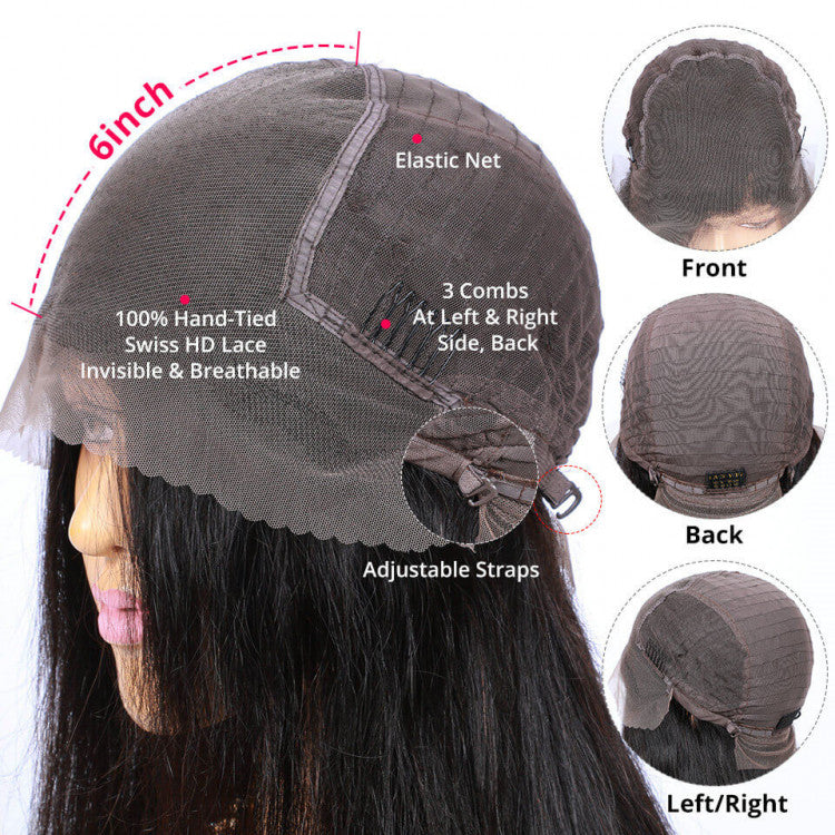 Rose Hair 13x6 HD Lace Frontal Wigs Straight Human Hair Invisible HD Lace Wigs